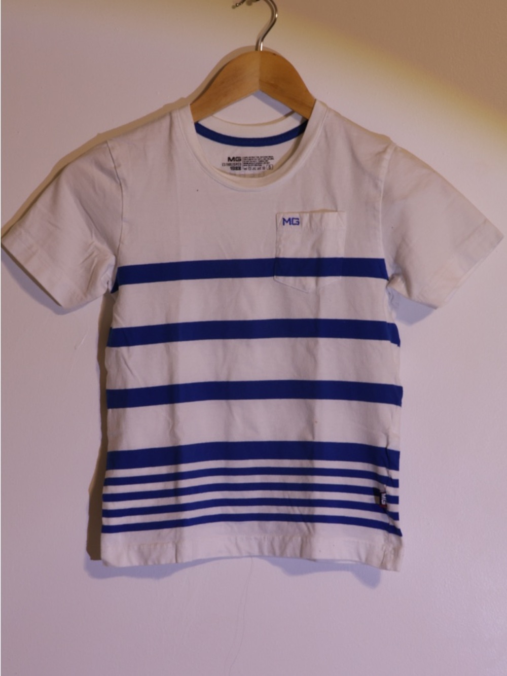 White & Blue Striped Kids Tee
